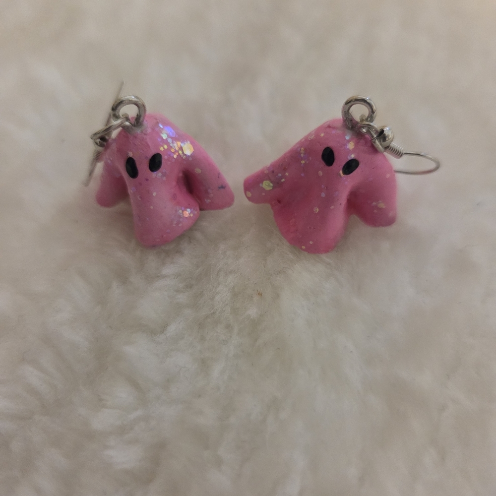 Pink Ghost Handcrafted Earrings
